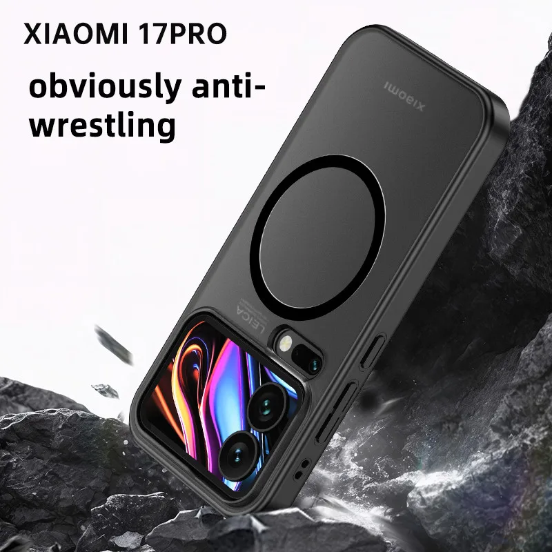 Para Xiaomi 17 Pro Max funda magnética ELVEV Airbags anticaída TPU duro PC mate translúcido cubierta de teléfono de succión para Xiaomi 17 - imagen 5