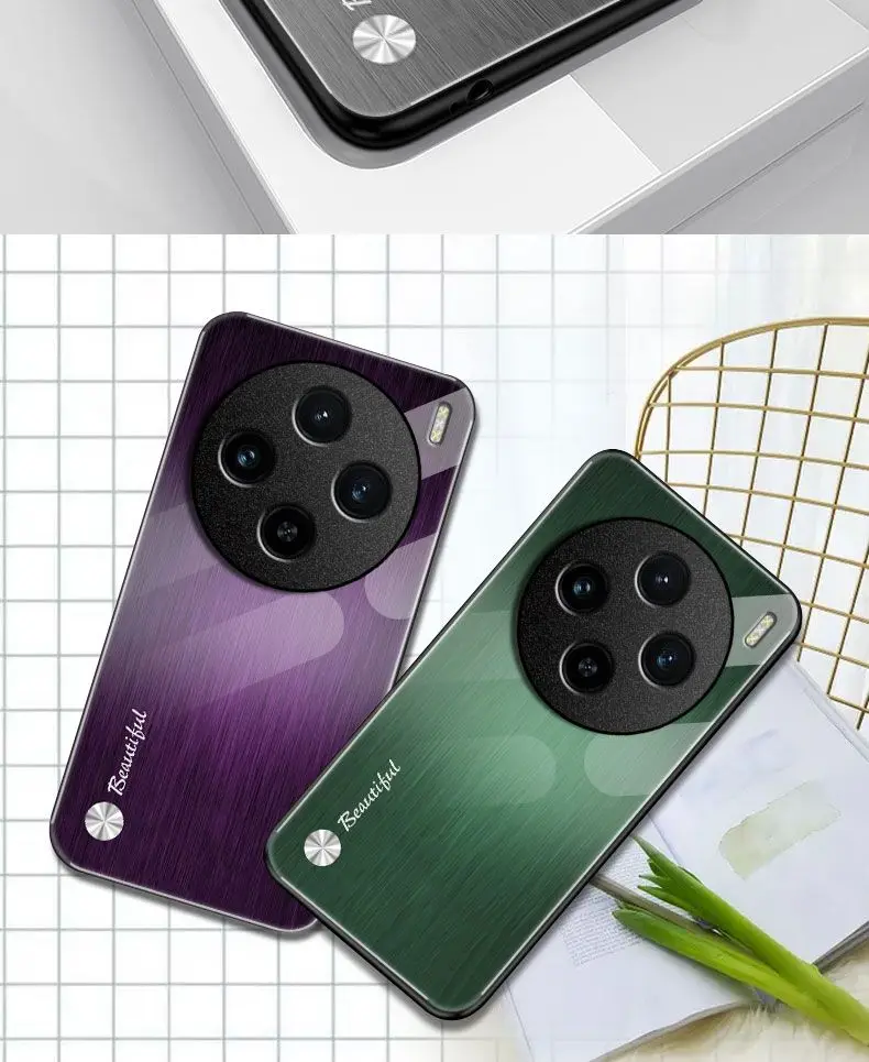 Para VIVO X200 Pro funda protectora trasera de gradiente de vidrio templado duro a la moda para VIVO X200 X100 Pro X100Ultra Shell - imagen 3