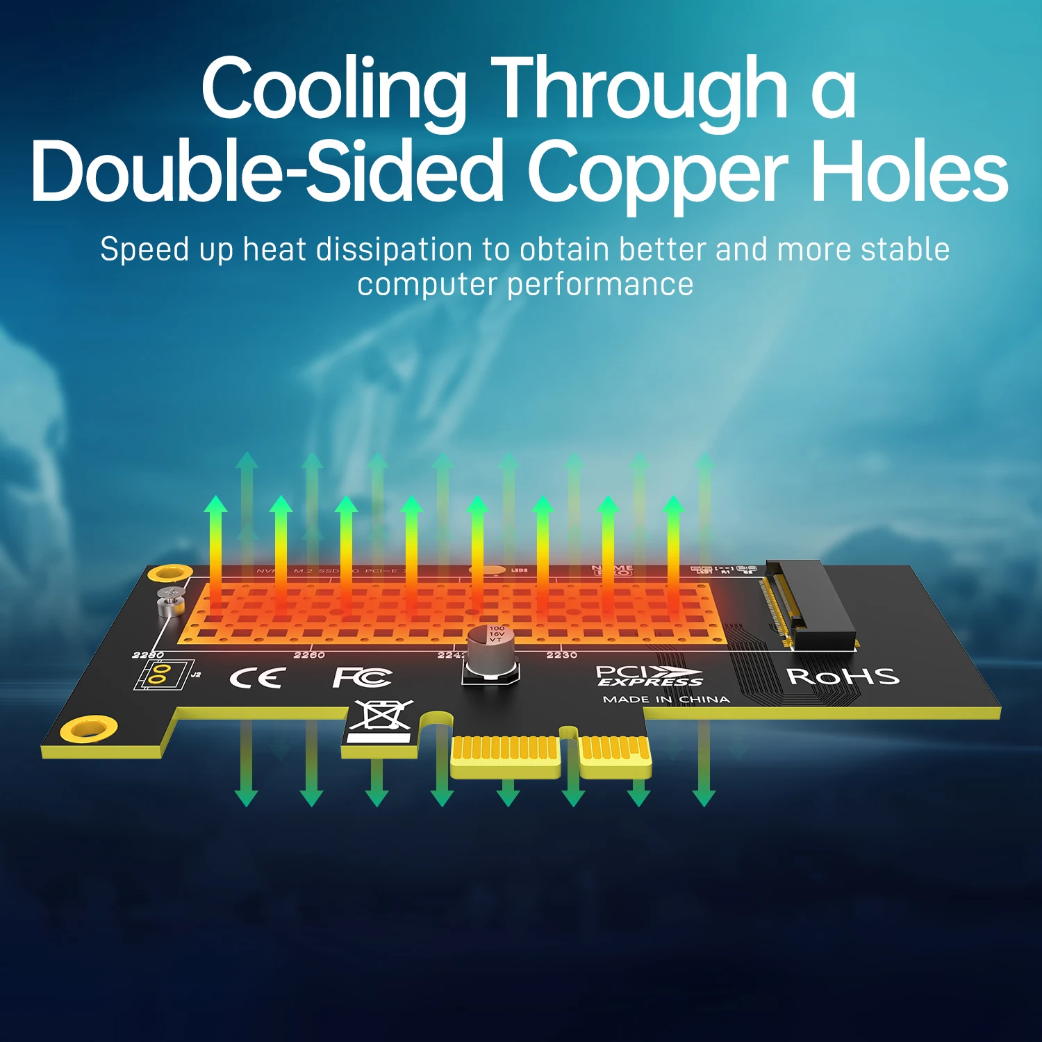 Tarjeta adaptadora JEYI M.2 NVME SSD a PCIe 4,0 x1, tarjeta de expansión 2280 SSD PCIE X1 para PC de escritorio, PCI-E GEN4 16Gbps de velocidad completa SK1 - imagen 5