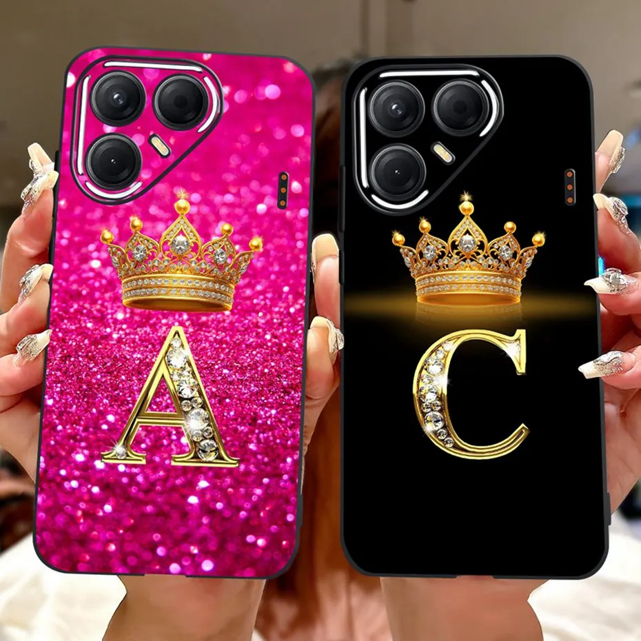 Funda de teléfono con letras a la moda para Tecno Pova 7 (LJ7) / Pova 7 Pro (LJ8) / Pova 7 Ultra (LJ9), parachoques de cubierta trasera de silicona suave TPU