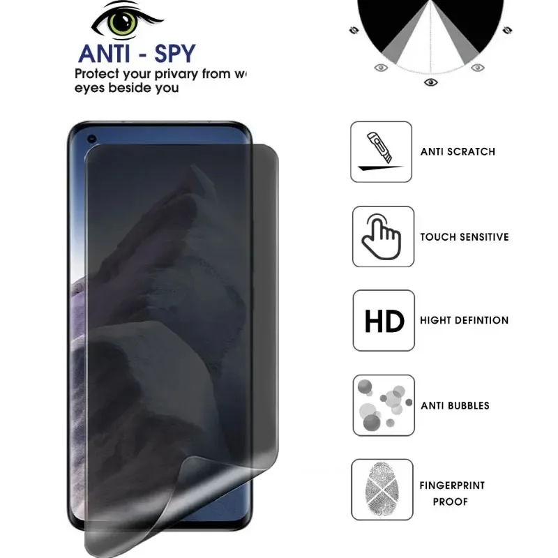 2 uds Anti espía cubierta completa película de hidrogel 3D para Xiaomi Mi 11 Ultra 12 13 Pro Note 10 Pro Lite película protectora de pantalla de privacidad - imagen 2