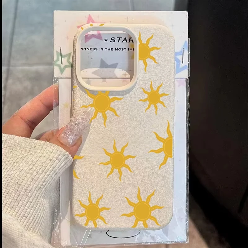 Funda de teléfono con diseño vibrante minimalista de sol amarillo para iPhone 16 11 12 13 14 15 Pro Max 16 Plus XS Max X XR, funda suave a prueba de golpes - imagen 2