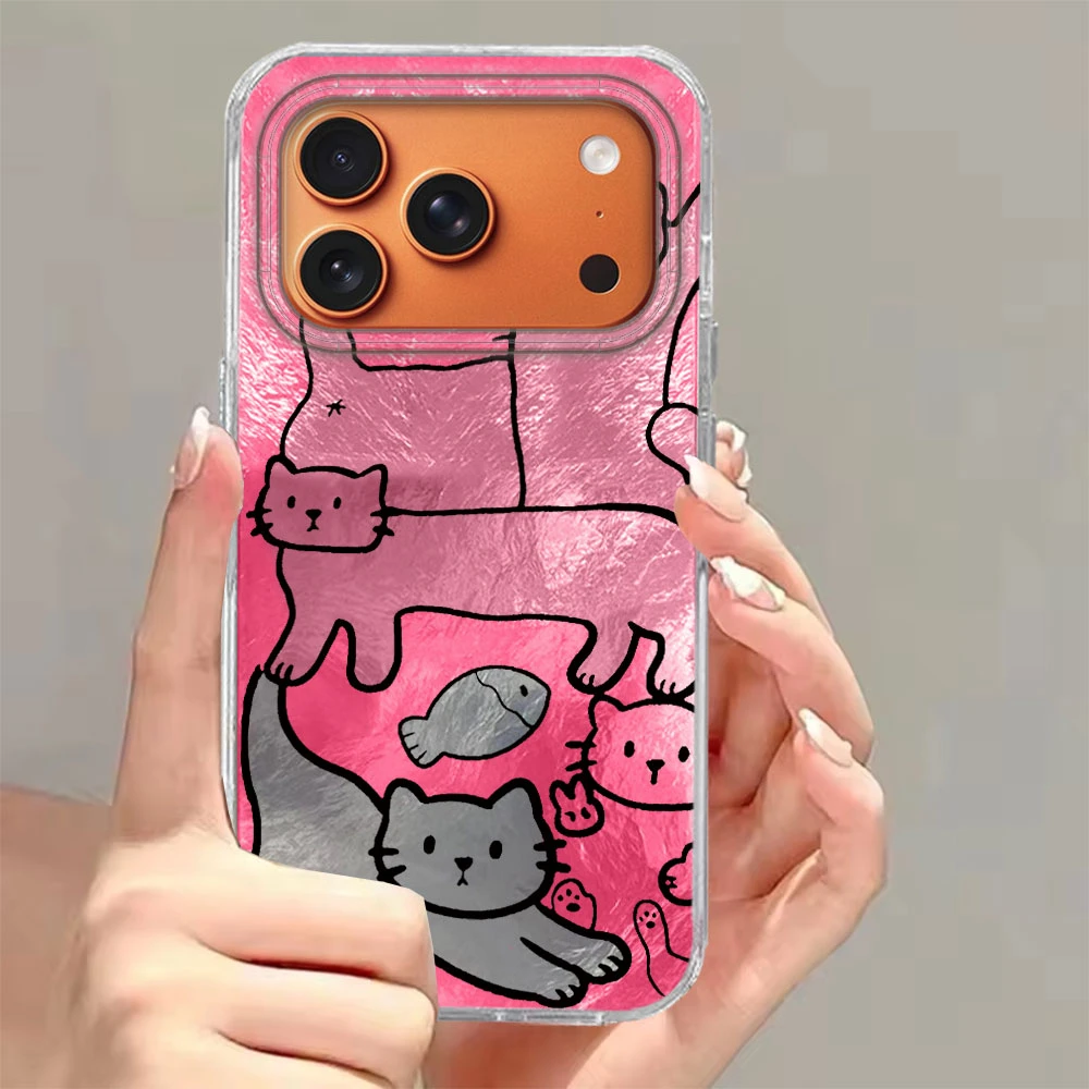 Funda de teléfono con diseño de vórtice degradado de gato con estampado rosa para iPhone 17 16 15 14 13 12 Pro Max 7 8 Plus 11 16e X XS XR SE - imagen 4