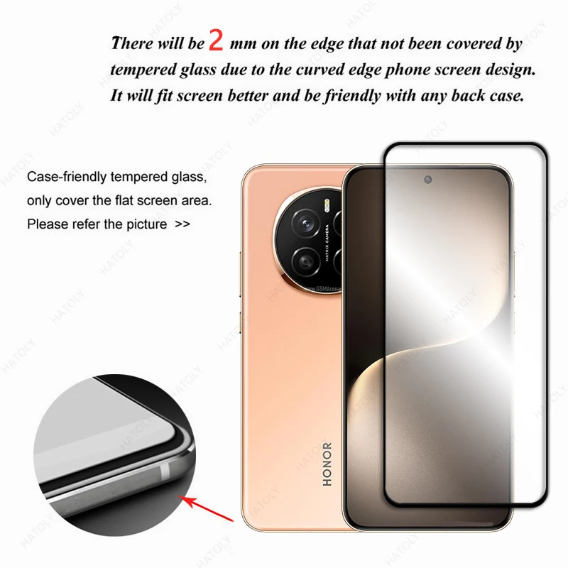 Vidrio templado para Honor Magic7 Protector de pantalla para Honor Magic7 borde negro película protectora Protector de lente de cámara para Magic7 - imagen 4