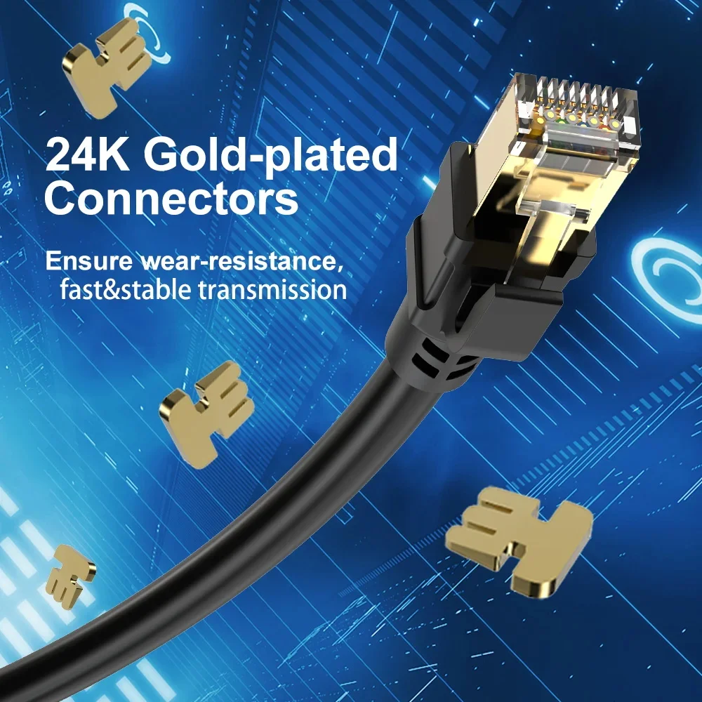 FSU-Cable Ethernet CAT8 para enrutador, Conector de conexión de red Lan, Internet RJ 45, ordenadores portátiles, 40Gbps, 2000MHz, CAT 8, RJ45 - imagen 5