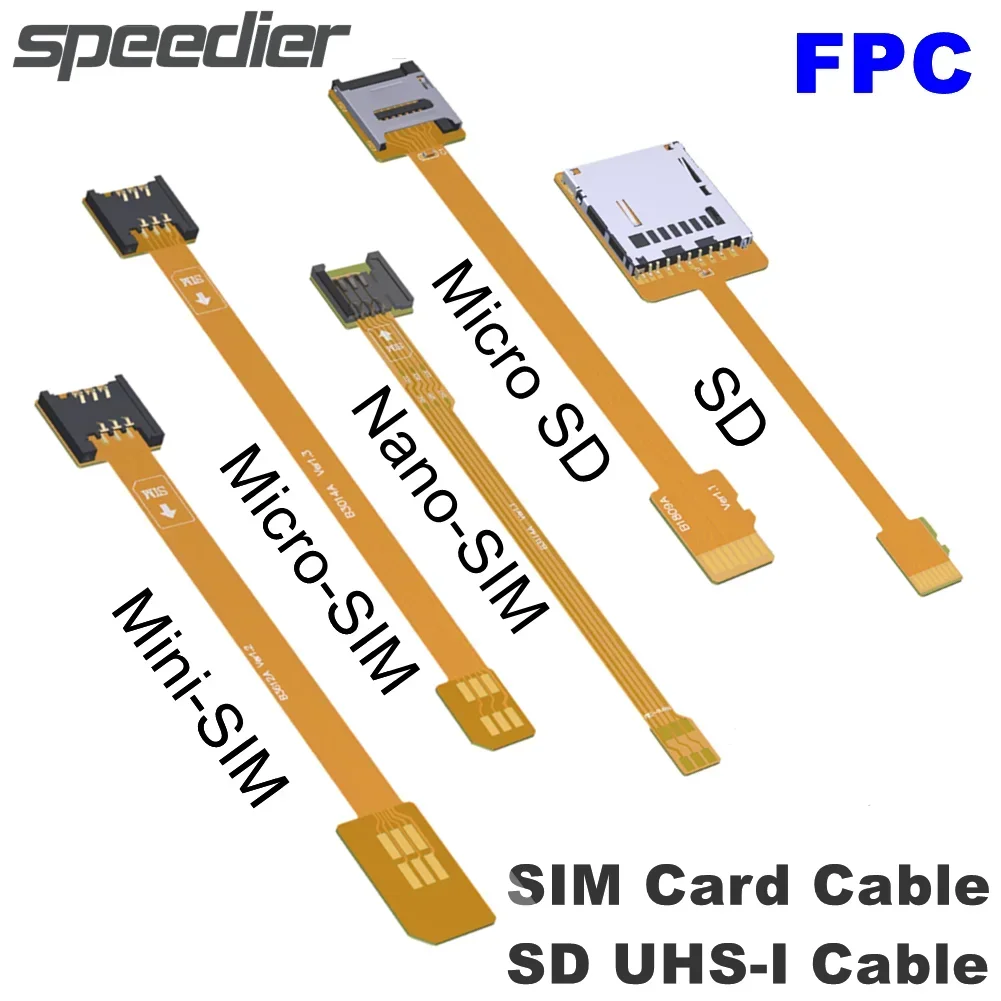 Convertidor de extensión de tarjeta SIM estándar FPC 2FF a 3FF Micro 2FF tarjeta SIM estándar adaptador de Cable Flexible suave tarjeta Micro SD UHS-I