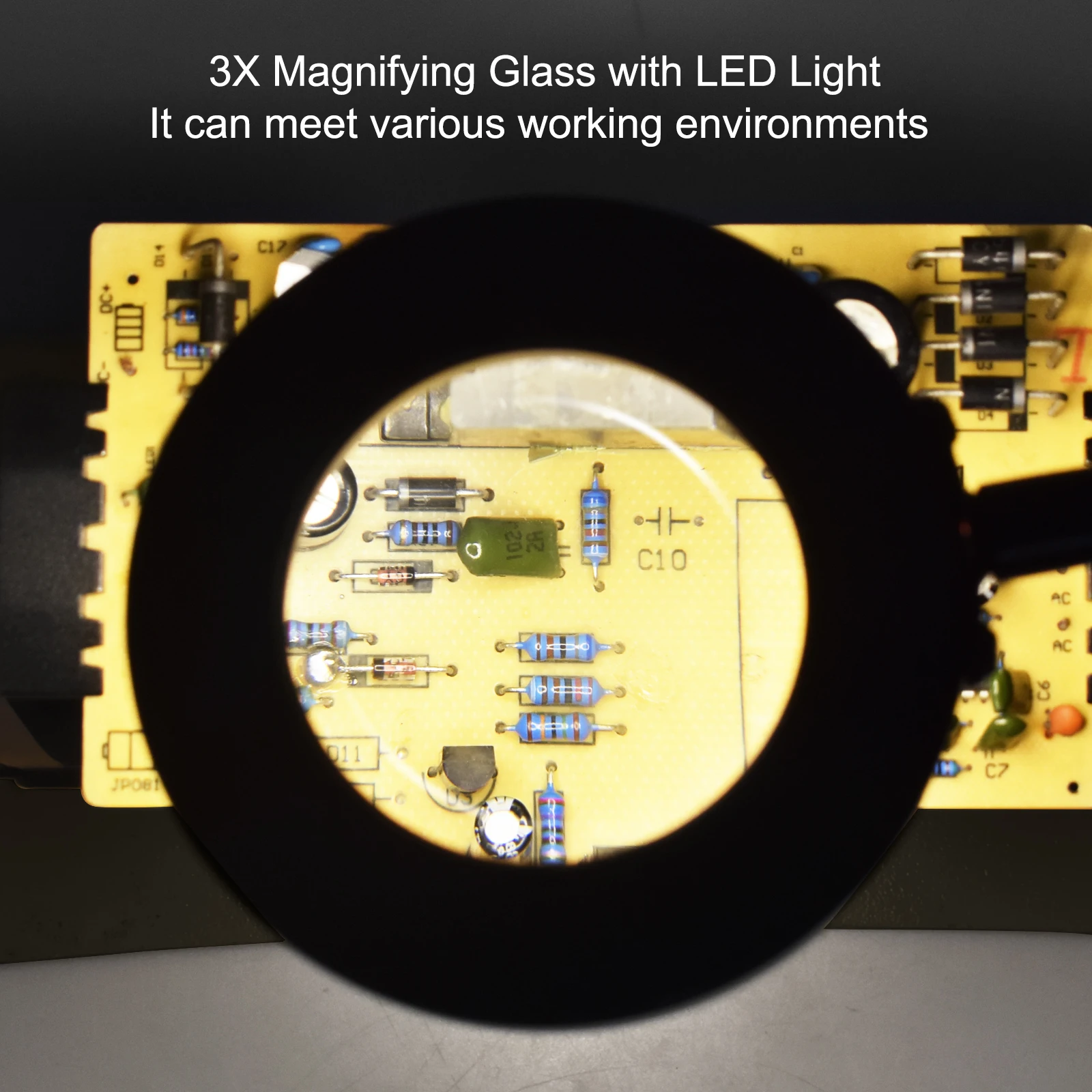 NEWACALOX-soporte de PCB volteador, herramienta de soldadura de manos que ayuda con lupa iluminada LED 3X, estación de retrabajo de tercera mano - imagen 4