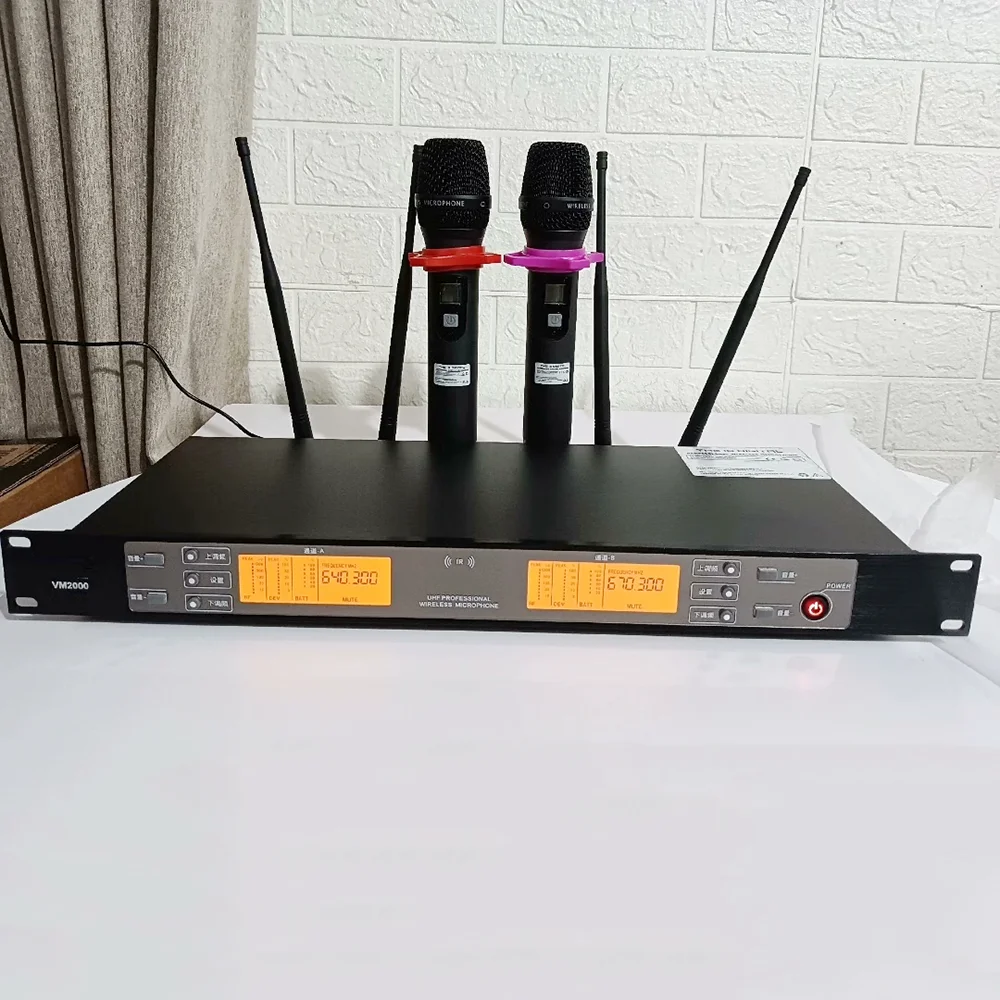 Micrófono inalámbrico VM2000 de 4 antenas 1 a 2 True Diversity Todo metal - imagen 5