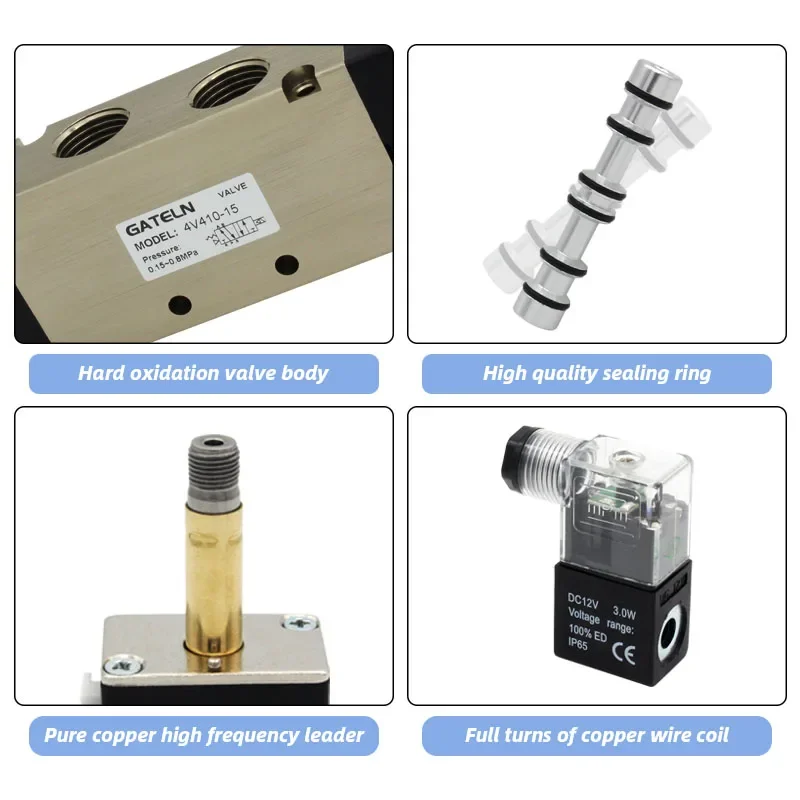 Válvula Solenoide 4V410-15 de 5 puertos y 2 posiciones de alta calidad con accesorios DC24v DC12V AC110V AC220V AC380V - imagen 3