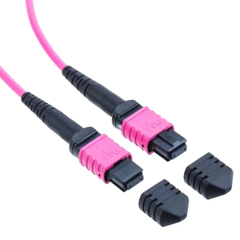 Cable de conexión de fibra óptica MPO 24 núcleos OM4 hembra tipo B redondo voilet 1 3 5 10 15 20M puente MTP cable de parche de fibra óptica OM4 - imagen 3