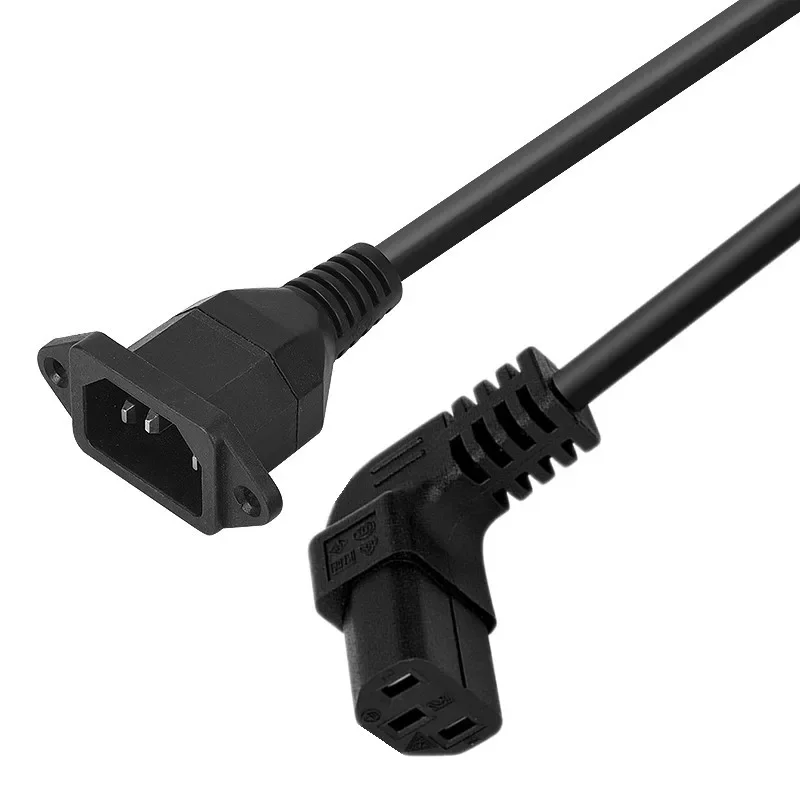 Cable de extensión de fuente de alimentación C13 de 90 grados, 3 pines hembra a C14, 3 pines macho, PDU, para ordenador, LED, HDTV, Monitor y escáner, 0,4 m - imagen 3