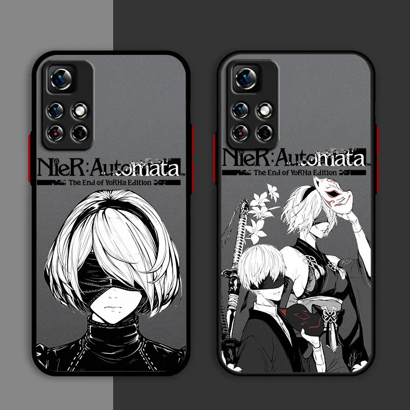 NieR Automata funda de teléfono de Anime para Redmi Note 13, 12, 11, 10 Pro Plus, Pro S T, 5G, cubierta translúcida mate esmerilada