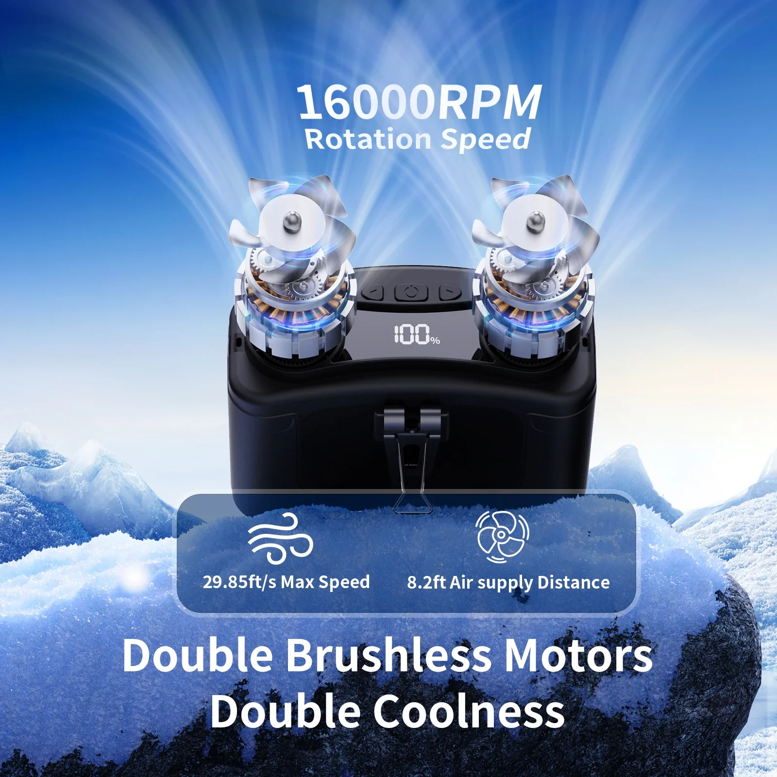 Socoolfan-ventilador de cintura de 15W, ventilador de cuello colgante de enfriamiento rápido, 10 velocidades, motores duales, viento fuerte, ventilador portátil para exteriores, banco de energía - imagen 4