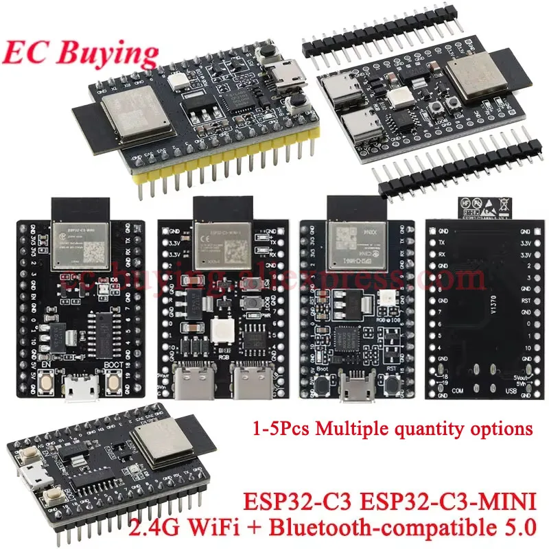 5 uds/1 unidad ESP32C3 ESP32-C3-MINI Placa de desarrollo Dual tipo C 2,4G Wi-Fi inalámbrico WIFI Bluetooth compatible Ble 5,0 módulo DevKitM-1