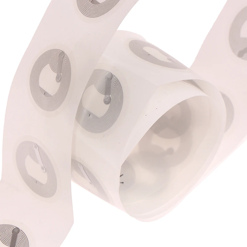 Etiquetas NFC transparentes de PVC para todos los teléfonos, 10 piezas, 25mm, NTAG 213, Protocolo iso14443a13,56mhz, NTAG 213, etiquetas universales RFID - imagen 5