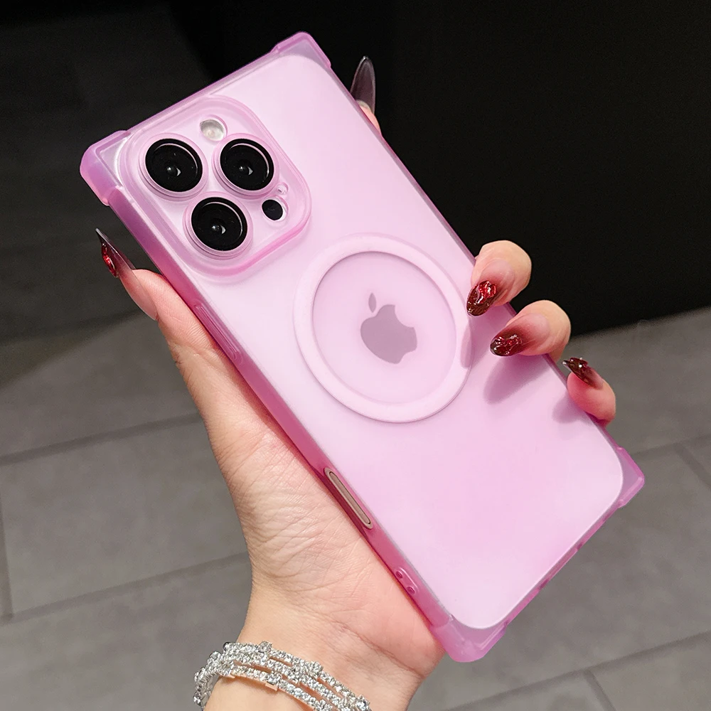 Funda protectora magnética a prueba de golpes con carga inalámbrica de forma rectangular para iPhone 13 14 15 16 17 Pro Max para cubierta transparente MagSafe - imagen 2