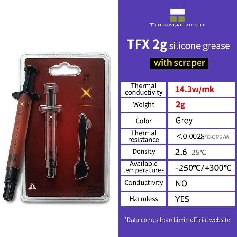 Thermalright-grasa térmica TFX 2g, 14,3 W/mk, pasta térmica de silicona, conductividad, disipador de calor para ordenador - imagen 2