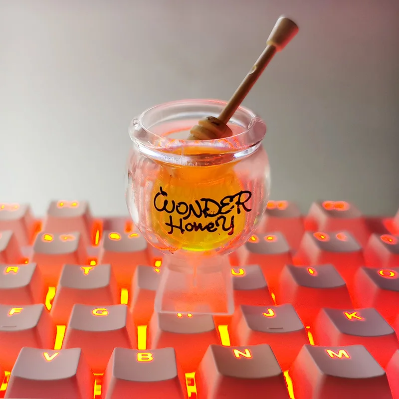 Teclado mecánico personalizado translúcido 3D Candy Jar Honey Punk Girl, lindo teclado blanco R4, decoración única - imagen 4