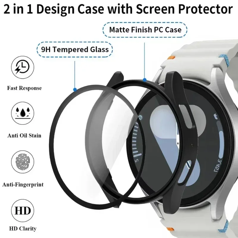 Funda + correa oficial para Samsung Galaxy Watch 7 6 5 4 40mm 44mm banda de silicona cubierta protectora de PC parachoques Galaxy Watch 6 accesorios - imagen 4