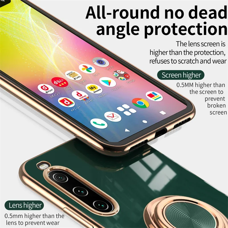 Funda de teléfono con soporte de anillo chapado a prueba de golpes para Sony Xperia 1, 10, VI, 5 V, IV, carcasa protectora - imagen 4