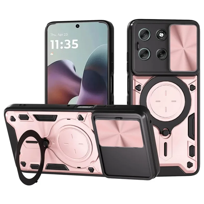 Para Moto Edge 70 funda a prueba de golpes armadura diapositiva cámara protege la contraportada para Motorola Edge70 X70 Air cubierta de soporte de anillo magnético