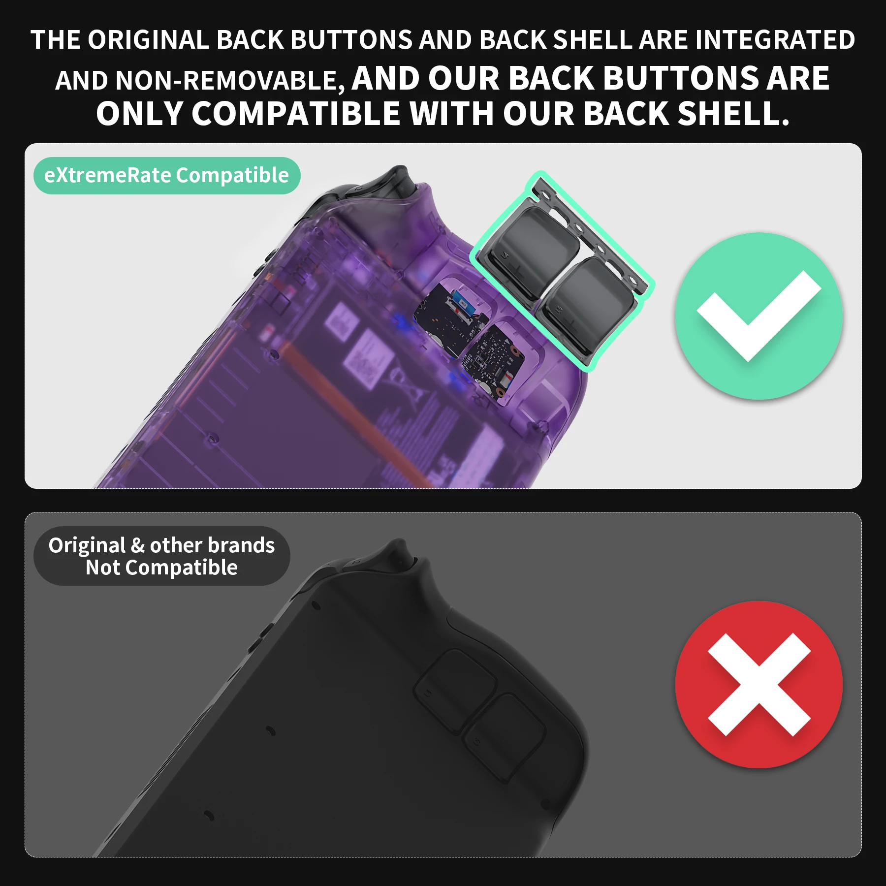 eXtremeRate Juego completo de botones de repuesto para Steam Deck LCD - Negro pizarra transparente - imagen 5