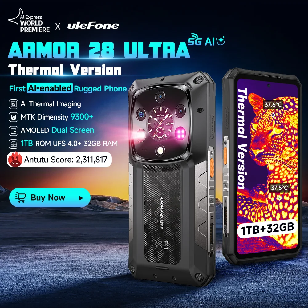 Teléfono robusto Ulefone Armor 28 Ultra 5G con imagen térmica e IA, Dimensity 9300+, 1 TB de ROM, 32 GB de RAM, Android, pantalla AMOLED de 6,67 pulgadas. - imagen 2