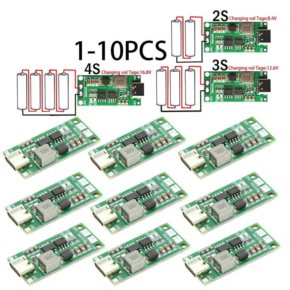 2S 3S 4S tipo C a 8,4 V 12,6 V 16,8 V elevador LiPo polímero Li-Ion cargador 7,4 V 11,1 V 14,8 V 18650 batería de litio 1-10 Uds