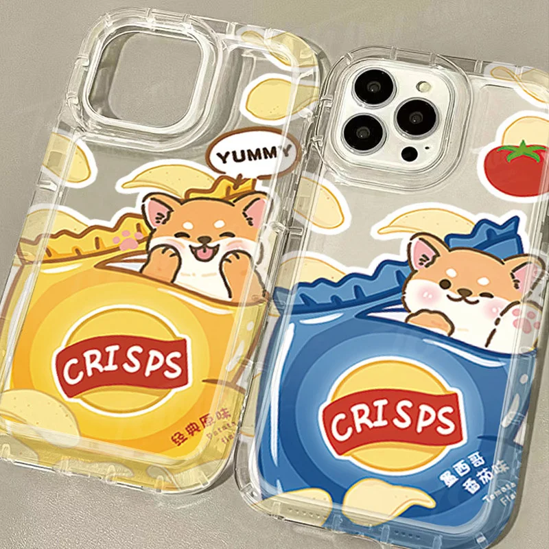 Lovely Crisps Shiba Inu Dog Case para Samsung Galaxy S24 Ultra S23 S22 S21 FE S20 Plus Note 20 10 Pro A34 A54 A33 A53 Clear Cover - imagen 3