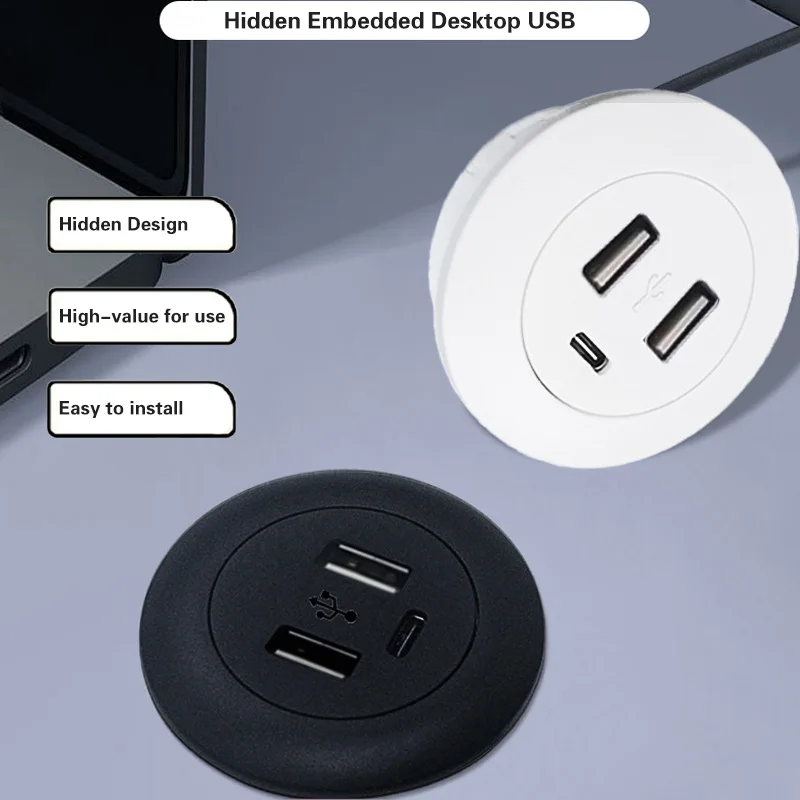 Base Cargador Escritorio con USB-C y USB-A – Oculta Cables - imagen 2