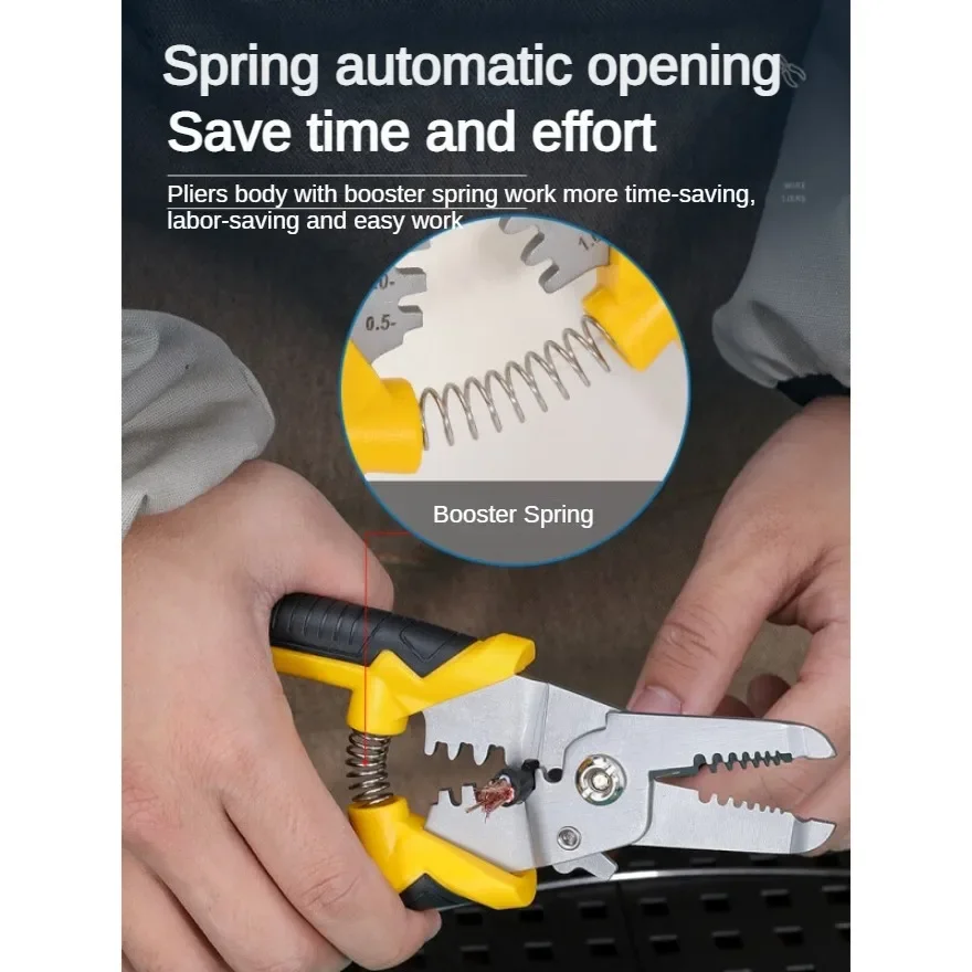 Deli-Alicates de prensado de pelado multifuncional, pelacables de red doméstica de electricista de 175mm, herramienta de prensado - imagen 4