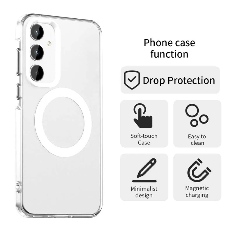 Funda de teléfono mate magnética para Samsung Galaxy A55 5G, Funda trasera con carga inalámbrica para Samsung A15 A25, sensación de piel, Funda чехол - imagen 2