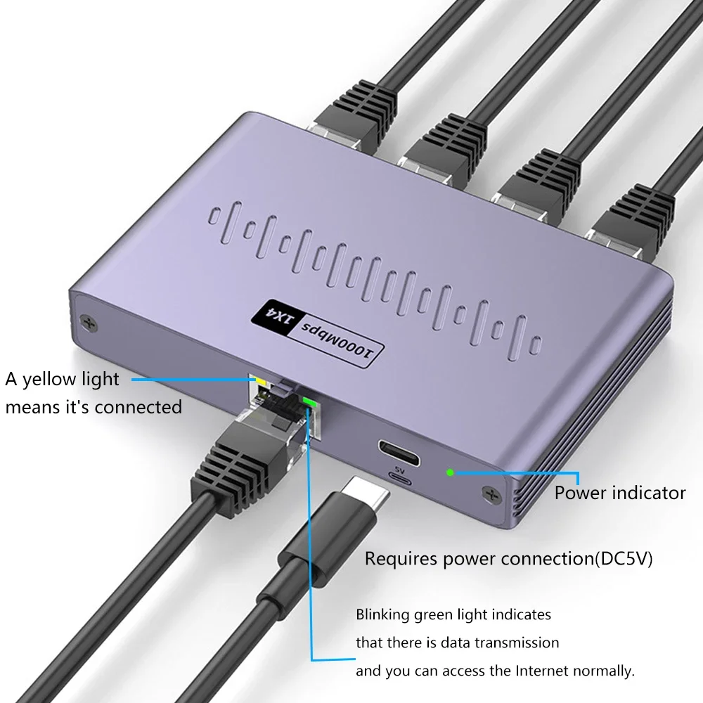 Divisor Gigabit Ethernet 1 a 2/3/4 1000Mbps RJ45 LAN divisor de Internet para PC portátil Nintendo Switch enrutador TV Box TV Digital - imagen 2