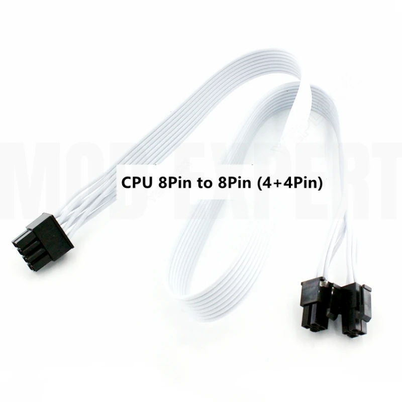 Cable de alimentación de CPU blanco, 8 pines a 4 + 4 pines para Seasonic FOCUS, GX-1000, GX-850, oro blanco, Unidad de fuente de alimentación Modular, 18awg, 60CM - imagen 3