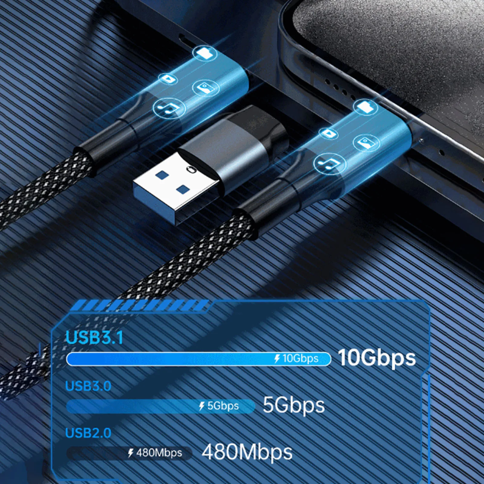 Cable de datos 2 en 1 de función completa PD240W, carga rápida, pantalla 4k, Cable de disco duro para portátil macho a macho de 10gbps para Iphone 15 Pro - imagen 5