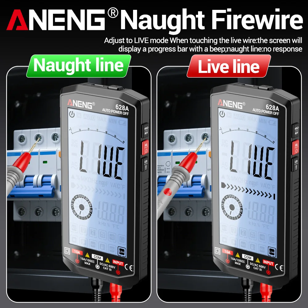 Multímetro Digital de 6000 recuentos, medidor portátil de voltios y ohmios ANENG 628A tipo C, carga de litio, reparación DIY, herramientas de electricista doméstico - imagen 5