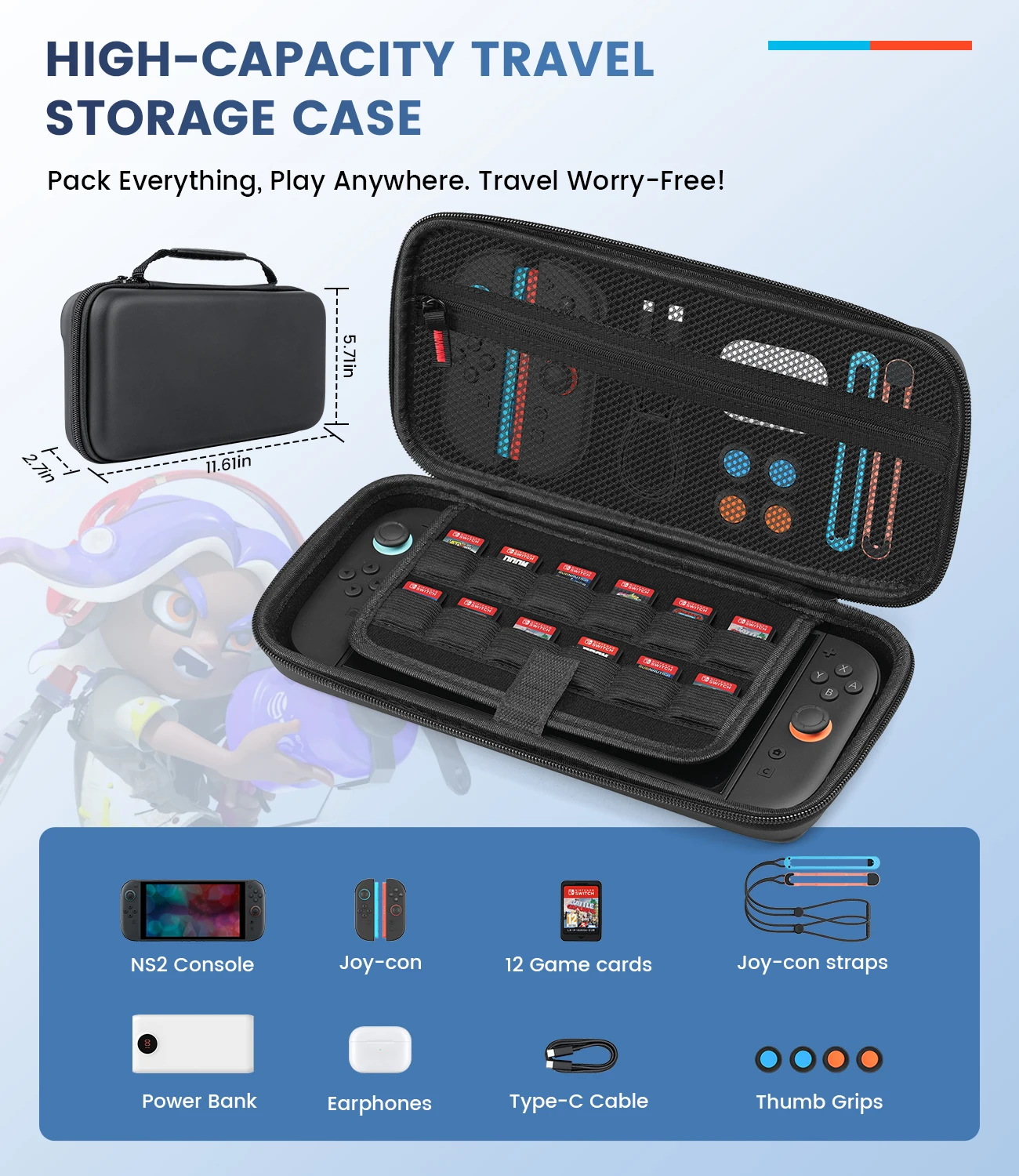 Conjunto de accesorios Switch 2, funda protectora para consola y empuñaduras de TPU, Protector de pantalla, correas de muñeca para juego Switch2 - imagen 3