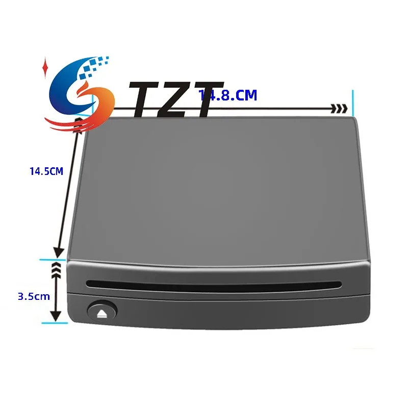 TZT Reproductor de DVD externo montado en vehículo negro Reproductor de CD doméstico USB universal Soporte para navegación de pantalla grande Android