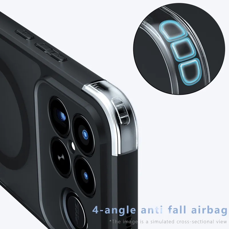 Para Xiaomi Redmi K90 Pro Max funda magnética ELVEV Airbag anticaída PC duro mate sensación de piel cubierta de teléfono de succión - imagen 3