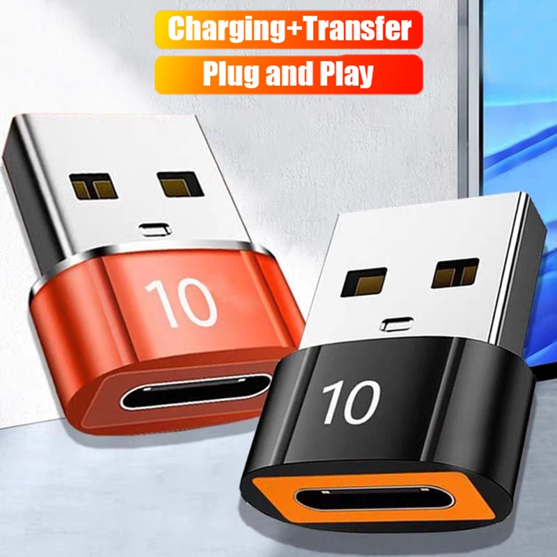 Adaptador OTG USB 3,0 a tipo C de 10A, adaptador USB hembra a tipo c macho, adaptador de carga rápida OTG USB C para Xiaomi, Samsung, portátil y PC