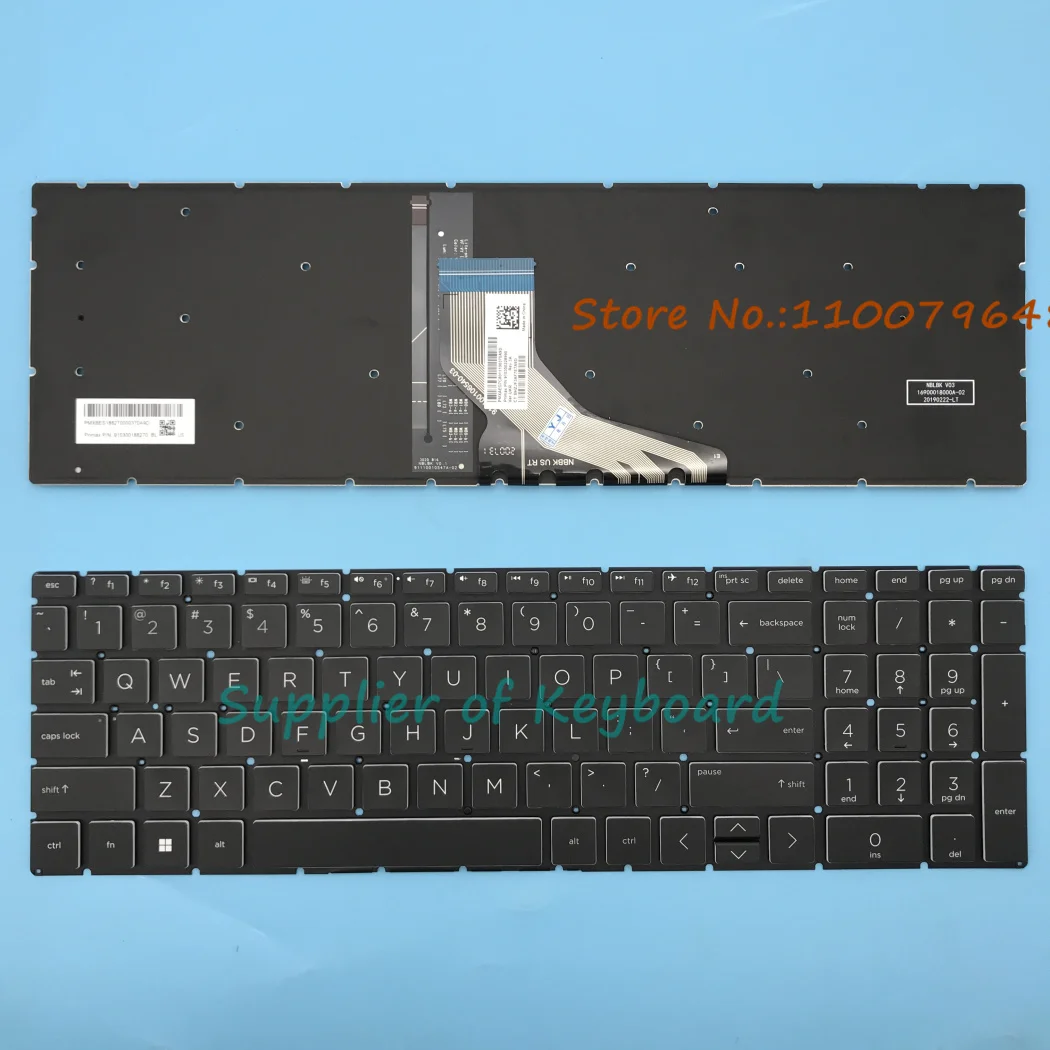 Nuevo teclado Inglés para HP home 15-da0008ds 15-da0009cy 15-da0009ds 15-da0010cy portátil negro/plata retroiluminado - imagen 2