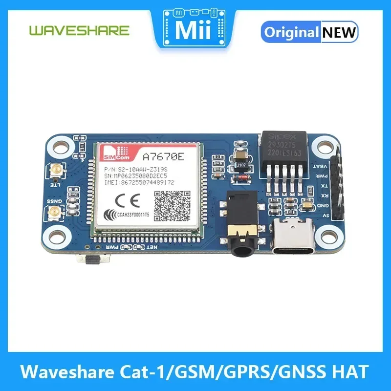 Waveshare Cat-1 GSM GPRS GNSS HAT para Raspberry Pi LTE Cat-1 2G compatible con módulo A7670E posicionamiento GNSS