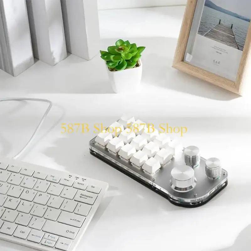 587b 15 teclado Mini teclado Macropad con 3 perillas Programables Copias pequeñas Copias Pastes Edición video video - imagen 4