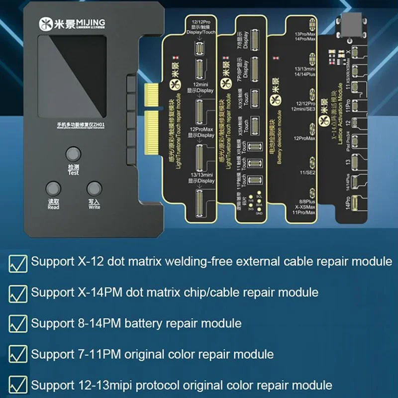 MIJING ZH01 Cable de matriz de puntos de reparación de identificación facial, proyector de puntos, cambio de datos de batería flexible para IPhone X, XR, XS, 11, 12, 13, 14 Pro, programador - imagen 5
