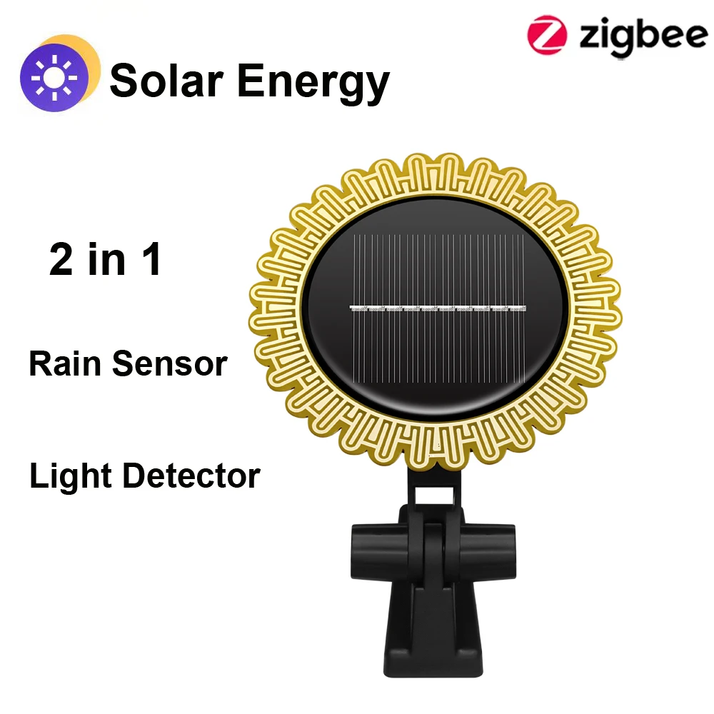 Tuya-Sensor de lluvia inteligente Zigbee con Detector de luz, funciona con energía Solar IP66, Detector de lluvia impermeable para exteriores, Control remoto - imagen 2