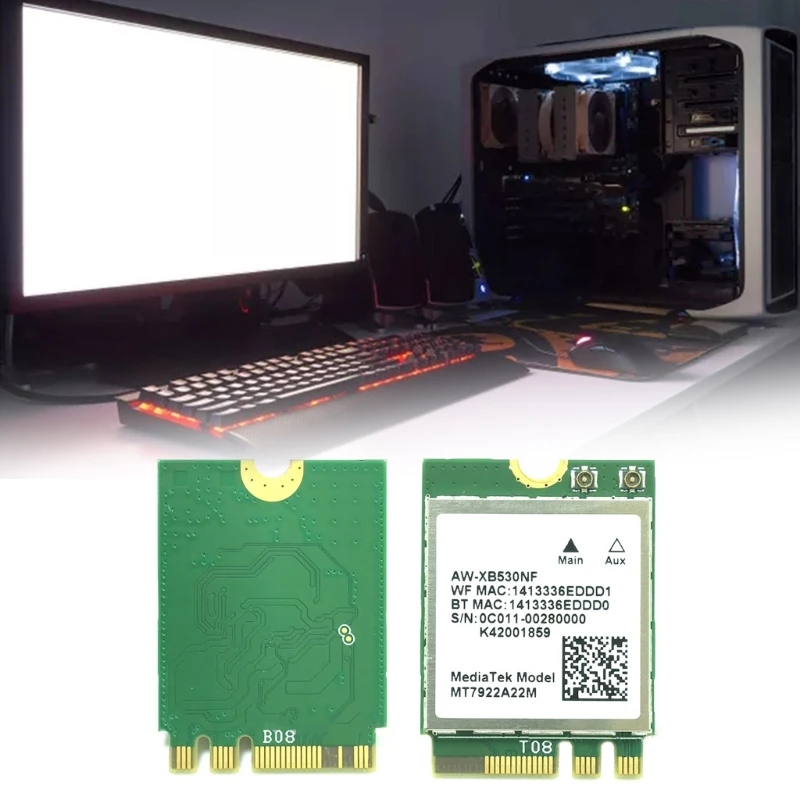 Wi-Fi 6E MT7922 RZ616 AW-XB530NF Tarjeta WlAN inalámbrica 802.11AX WiFi BT5.2 Adaptador - imagen 2