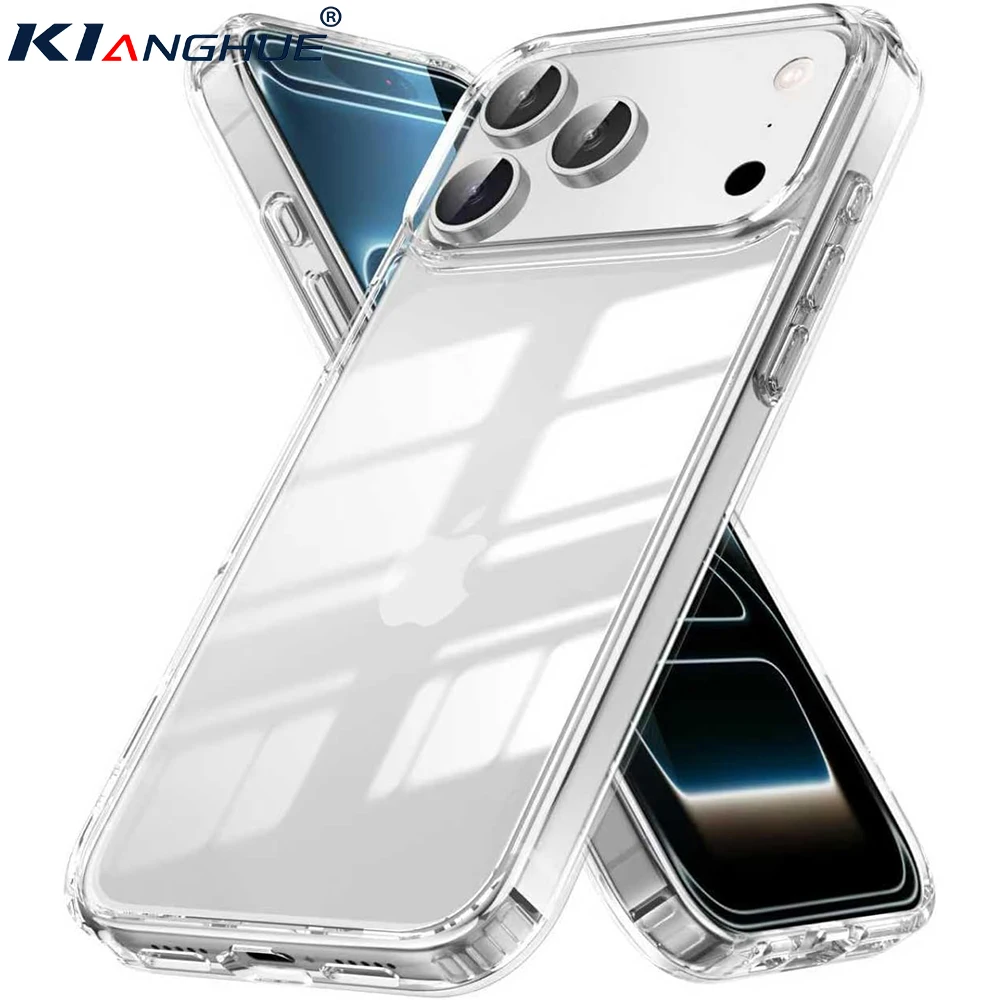 Funda rígida transparente a prueba de golpes para iPhone Air 17 16 16E 15 14 13 12 11 Pro Max Plus Mini carcasa suave de silicona híbrida transparente y delgada