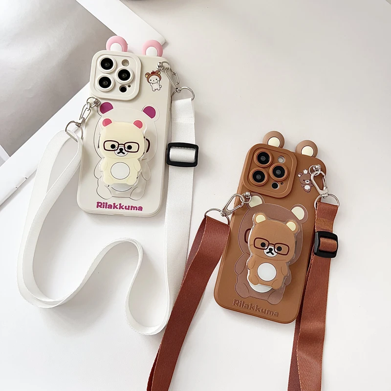 Para Xiaomi Redmi 8 9 9T A1 A3 Note 7 8 9 10 Pro funda de oso con soporte de cuerda