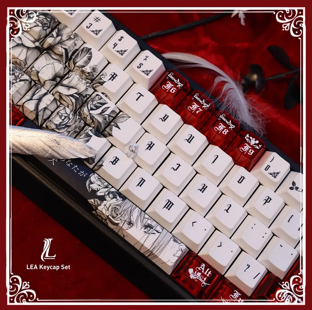 Nuevo juego de teclas de Anime con tema Makima, tapas de teclado de PC PBT, teclas de perfil de cereza personalizadas para accesorios de teclado mecánico - imagen 4