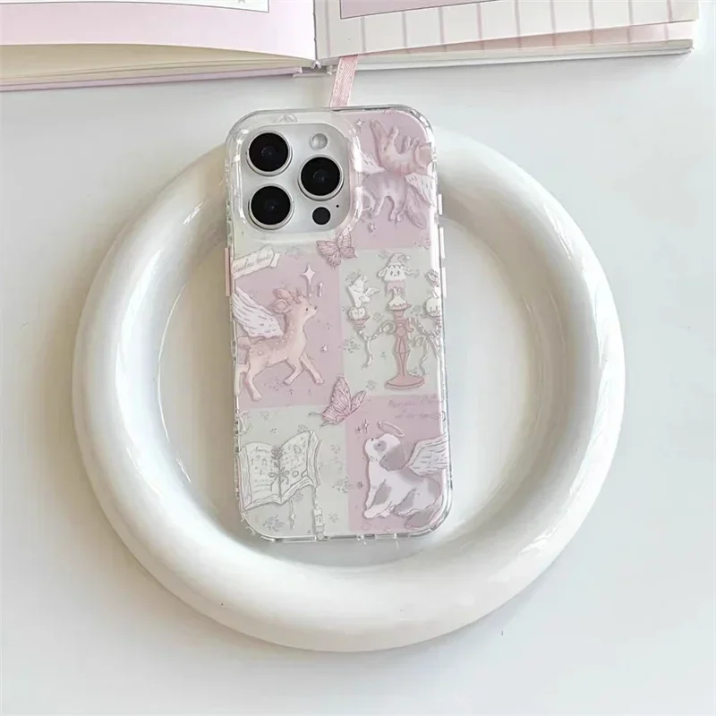 Funda Siver con láser de perro ciervo empalmado de dibujos animados para IPhone 17 16 15 14 13 12 11 Pro Max X XS XR 7 8 16 Plus, funda con patrón de papel de aluminio - imagen 5